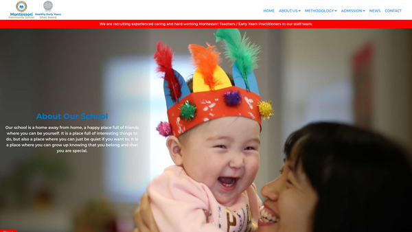 Screenshot of the Montessori Community School website