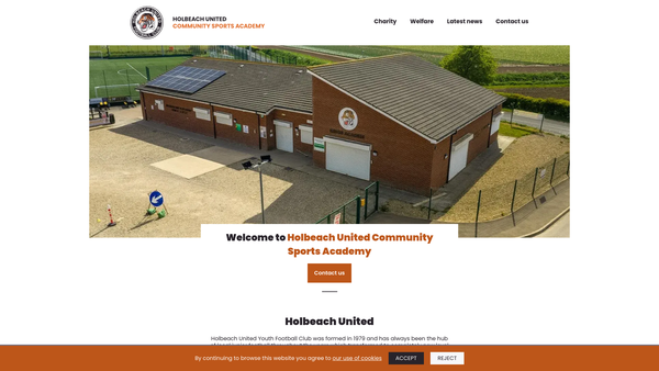 Screenshot of the Holbeach United Community Sports Academy website