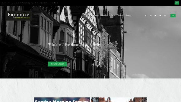 Screenshot of the Freedom Church Chester website