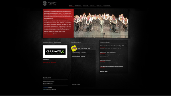 Screenshot of the Macclesfield Youth Brass Band website