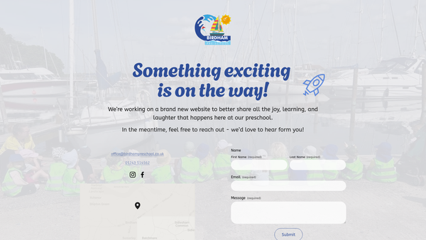 Screenshot of the Birdham Pre-School website