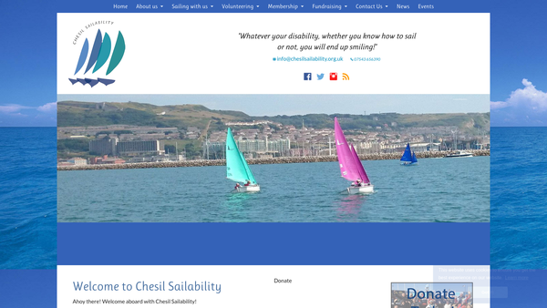 Screenshot of the Chesil Sailability website