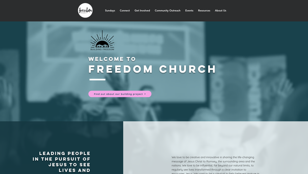 Screenshot of the Freedom Church Romsey website