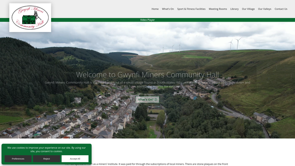 Screenshot of the Gwynfi Miners Community Hall website