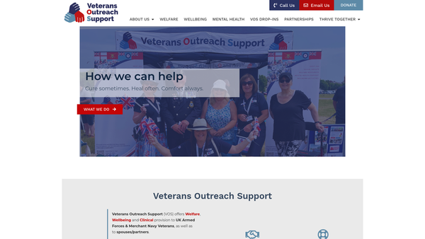 Screenshot of the Veterans Outreach Support website