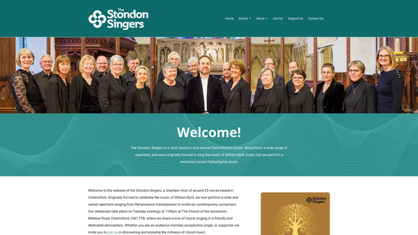 Screenshot of the The Stondon Singers website