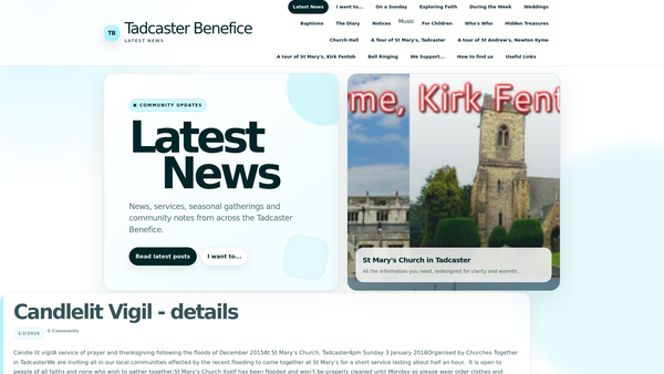 Screenshot of the The Parochial Church Council Of The Ecclesiastical Parish Of St Mary, Tadcaster website