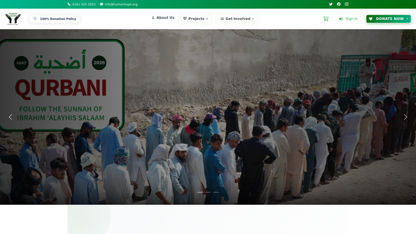 Screenshot of the Human Hope website