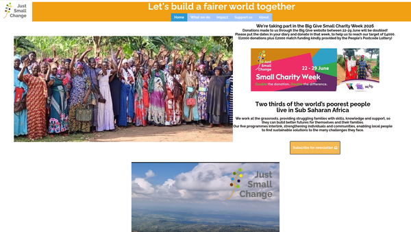 Screenshot of the Just Small Change (Jikwamue Microfinance) website