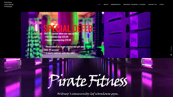 Screenshot of the Pirate Fitness CIO website