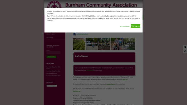 Screenshot of the Burnham Community Association website