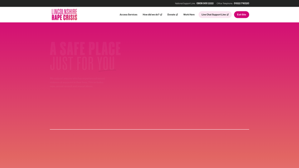 Screenshot of the Lincolnshire Rape Crisis website