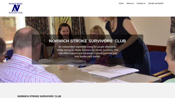 Screenshot of the Norwich Stroke Survivors' Club website