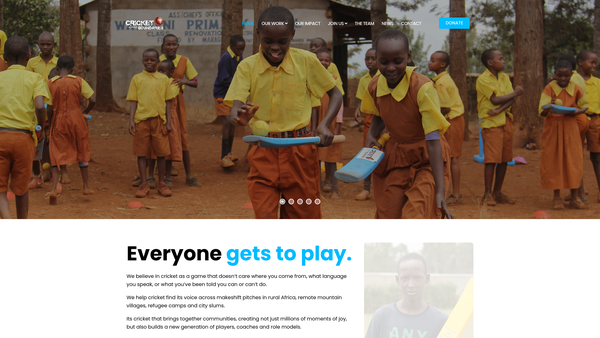 Screenshot of the Cricket Without Boundaries website
