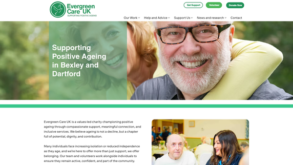 Screenshot of the Evergreen Care UK website