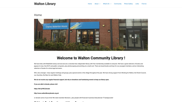 Screenshot of the Walton Community Library website