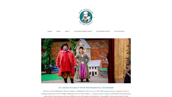 Screenshot of the Derby Shakespeare Theatre Company website
