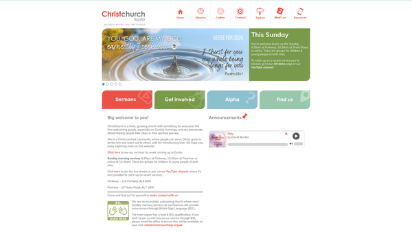 Screenshot of the Christchurch Baptist Welwyn Garden City CIO website