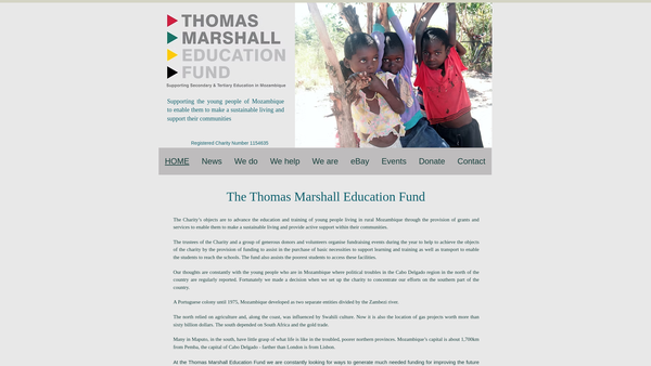 Screenshot of the Thomas Marshall Education Fund website