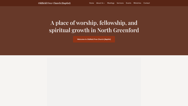 Screenshot of the Oldfield Free Church (Baptist) website