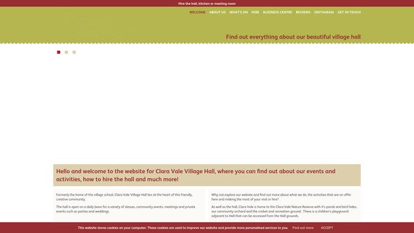 Screenshot of the Clara Vale Village Hall Association website