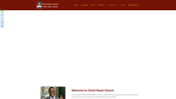 Screenshot of the UK Christ Royal Church website