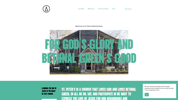 Screenshot of the St Peter's Bethnal Green website