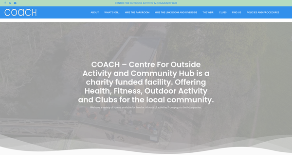 Screenshot of the Centre For Outdoor Activity And Community Hub website