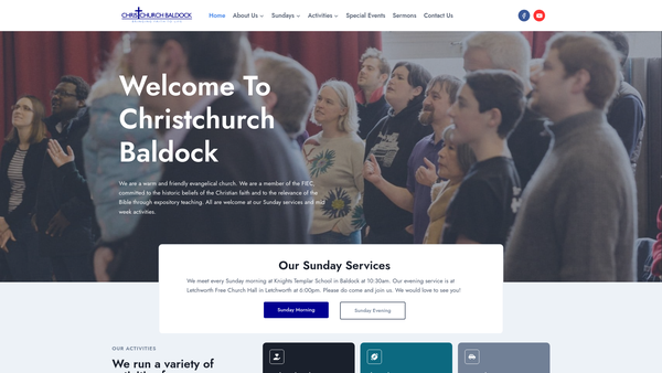 Screenshot of the Christchurch Baldock website