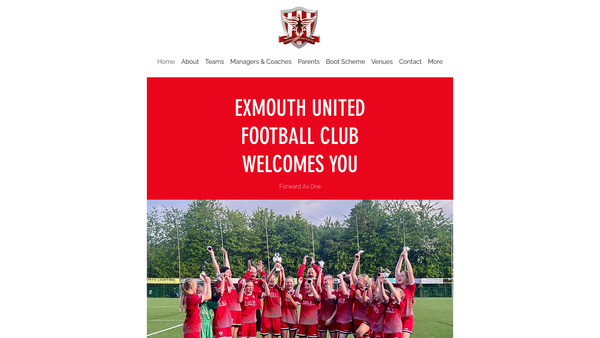 Screenshot of the Exmouth United Football Club website