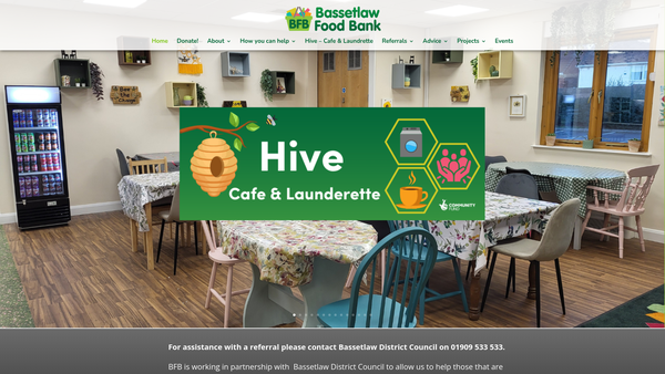 Screenshot of the Bassetlaw Food Bank website