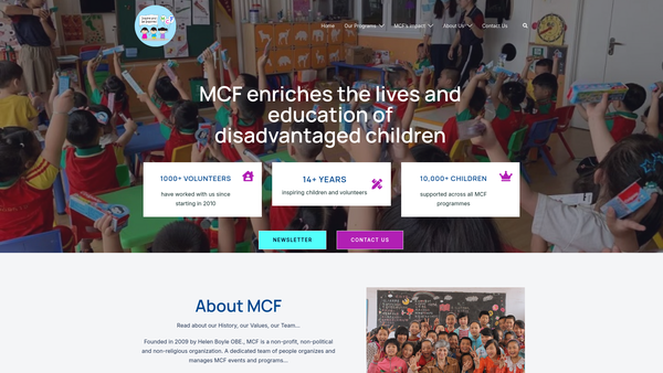 Screenshot of the Migrant Children's Foundation website
