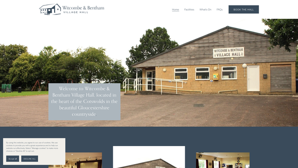 Screenshot of the The Witcombe And Bentham Village Hall website