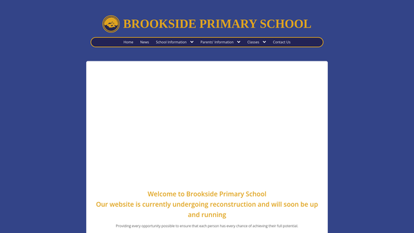 Screenshot of the Brookside Out Of School Care Club website