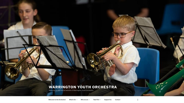 Screenshot of the Warrington Youth Orchestra Ltd website