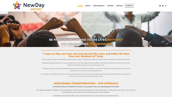 Screenshot of the Newday United website