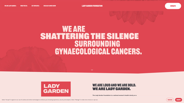 Screenshot of the Lady Garden Foundation website