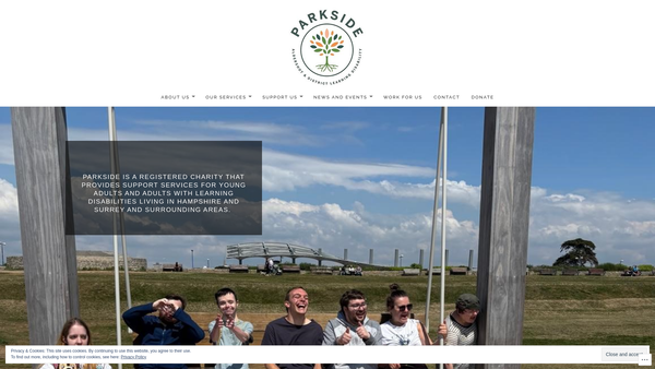 Screenshot of the Parkside(aldershot & District Learning Disability) website
