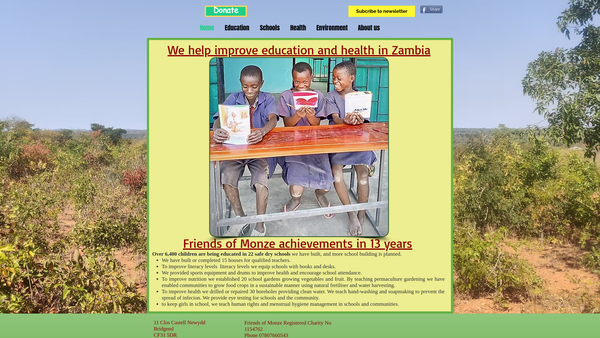 Screenshot of the Friends Of Monze website