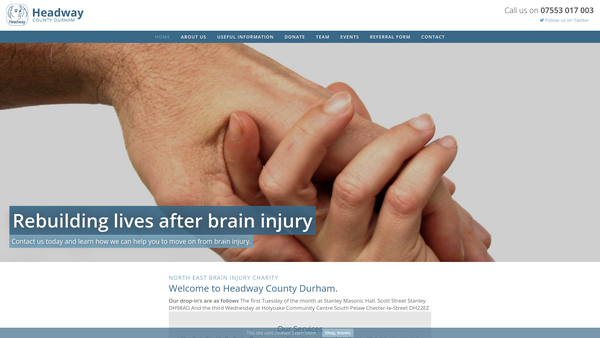 Screenshot of the Headway County Durham website