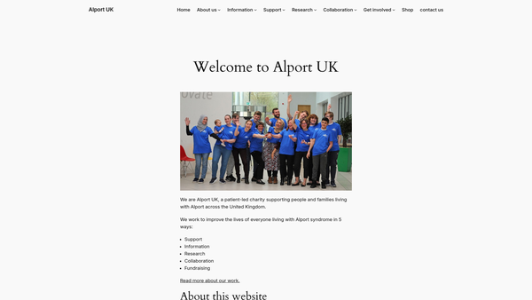 Screenshot of the Alport UK website