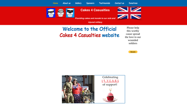 Screenshot of the Cakes 4 Casualties website