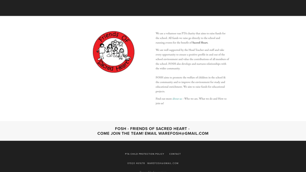 Screenshot of the Friends Of Sacred Heart Ware website