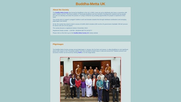 Screenshot of the Buddha Metta Society website