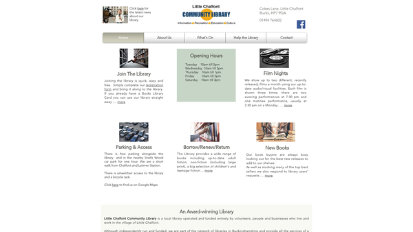 Screenshot of the Little Chalfont Community Library website