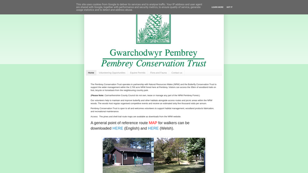 Screenshot of the Pembrey Conservation Trust website