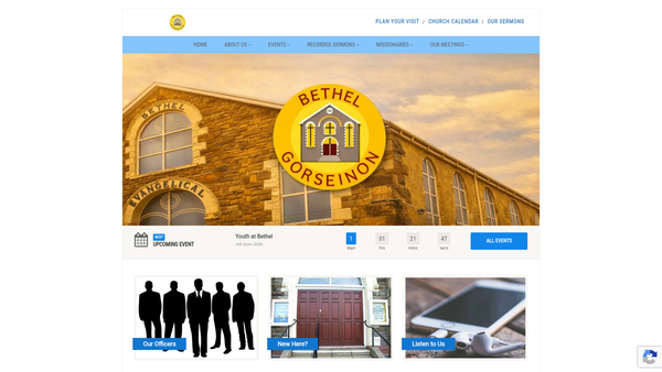 Screenshot of the Bethel Evangelical Church Gorseinon website