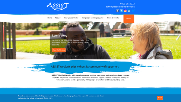 Screenshot of the Assist Sheffield website