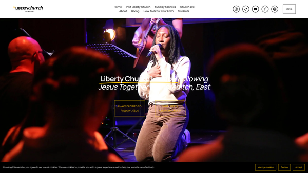 Screenshot of the Liberty Church London website