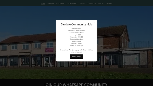 Screenshot of the Sandale Community Development Trust website